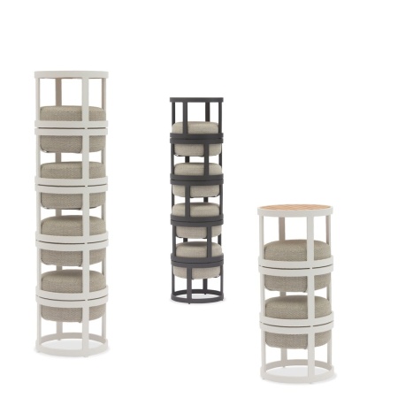 Tumba, комплект из 4х табуретов со столиком бежевый/коричневый