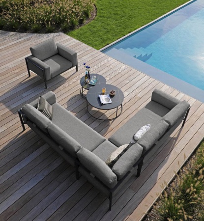 Угловой комплект Stockholm L c круглыми столиками (антрацит/серый)