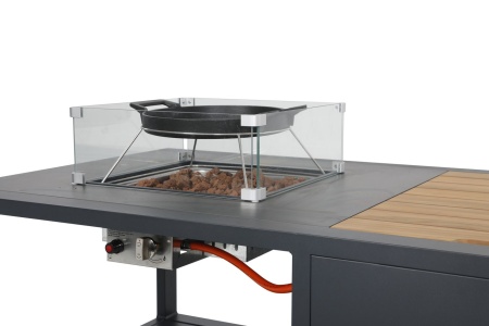 Orebro, гриль-стол прямоугольный, антрацит, тик/алюминий