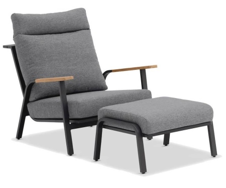 Кресло Malmo с пуфом (антрацит/серый)